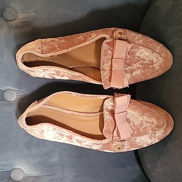 Pink Velvet Bow Loafer Shoes (8) - Picture 1 of 7